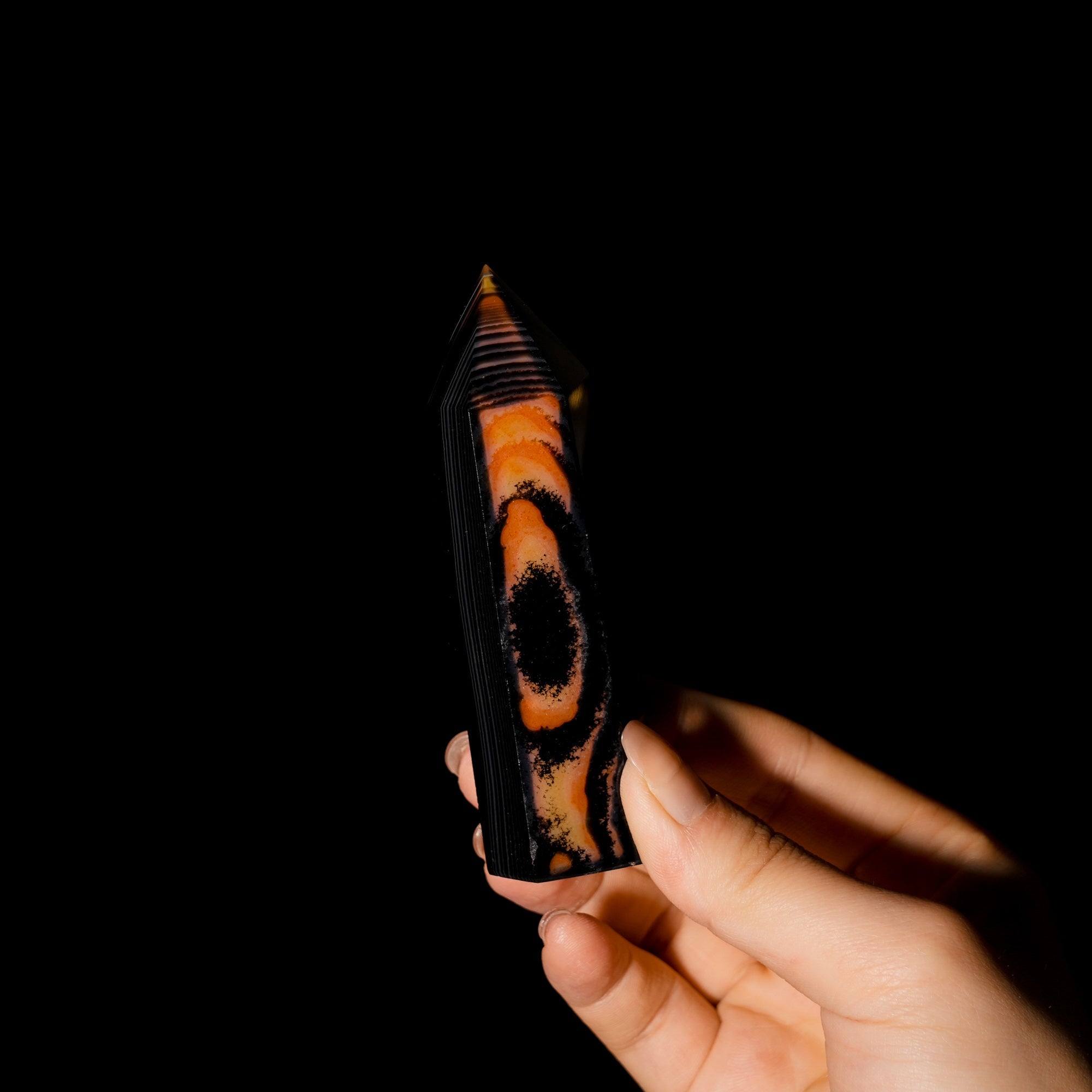 Black Lace Agate Point - helmsman - crystal