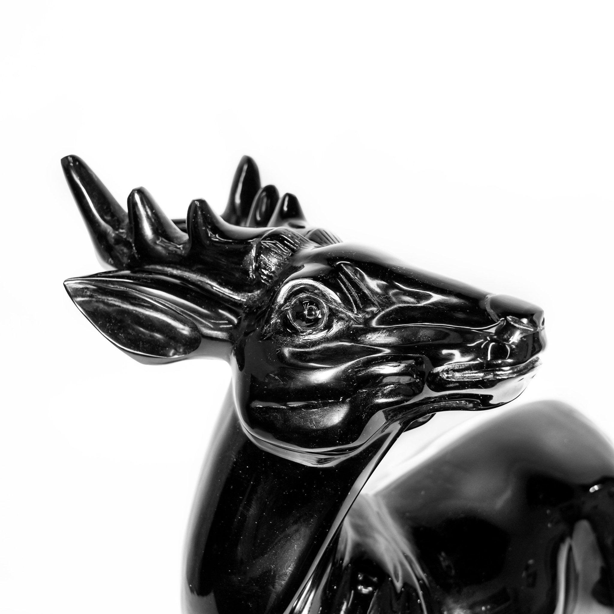 Black Obsidian Deer - helmsman - crystal