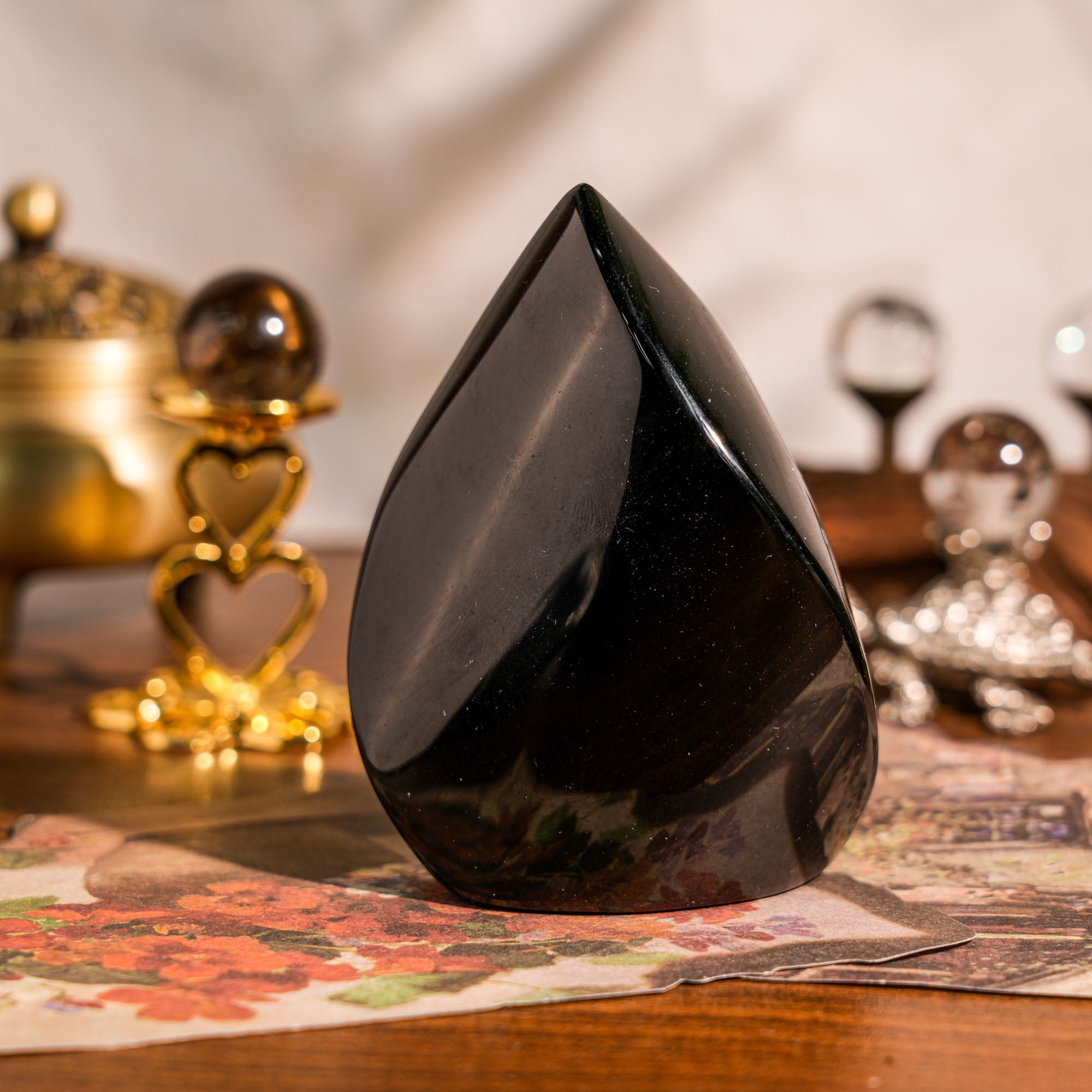 Black Obsidian Flame Freeform - helmsman - crystal