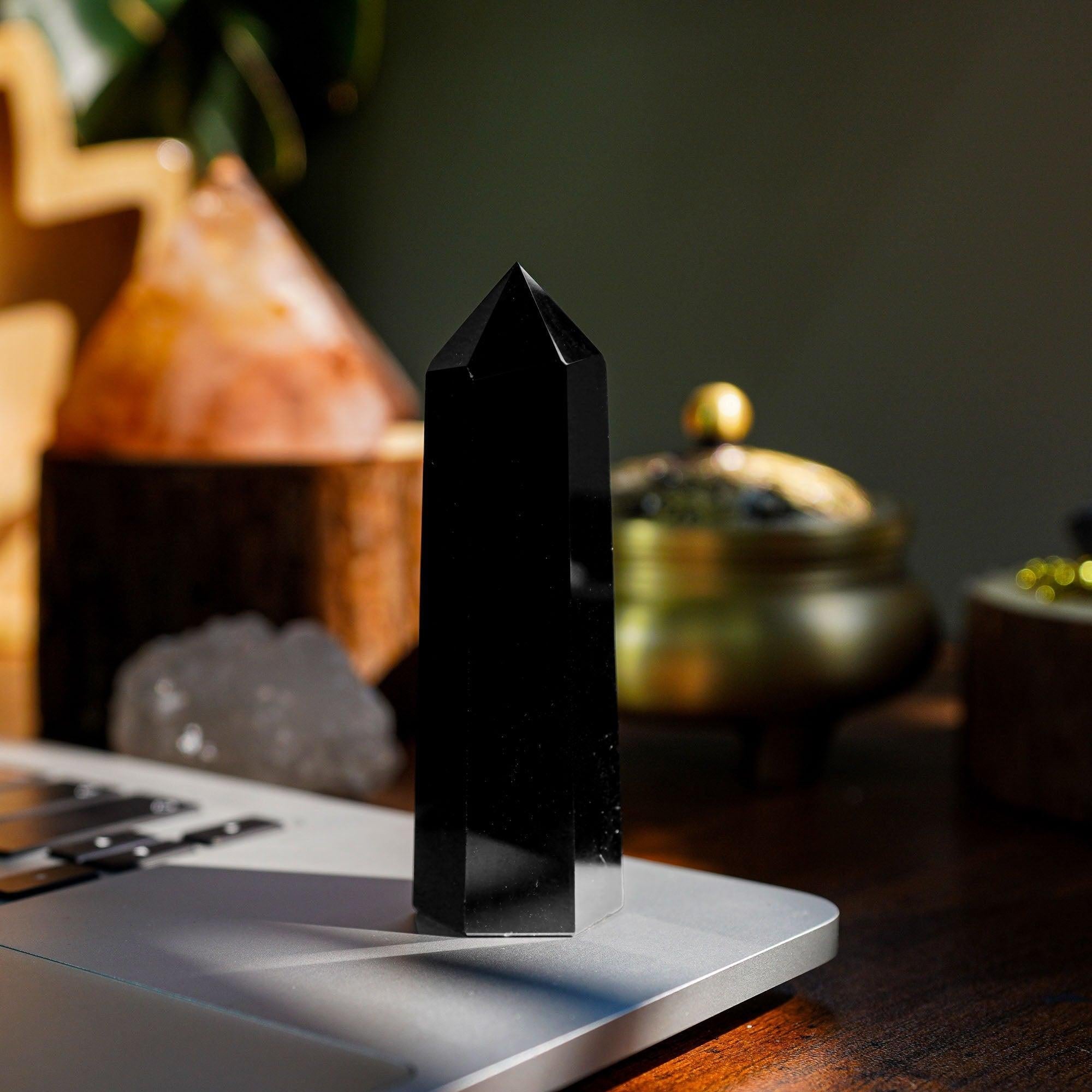 Black Obsidian Point - helmsman - crystal