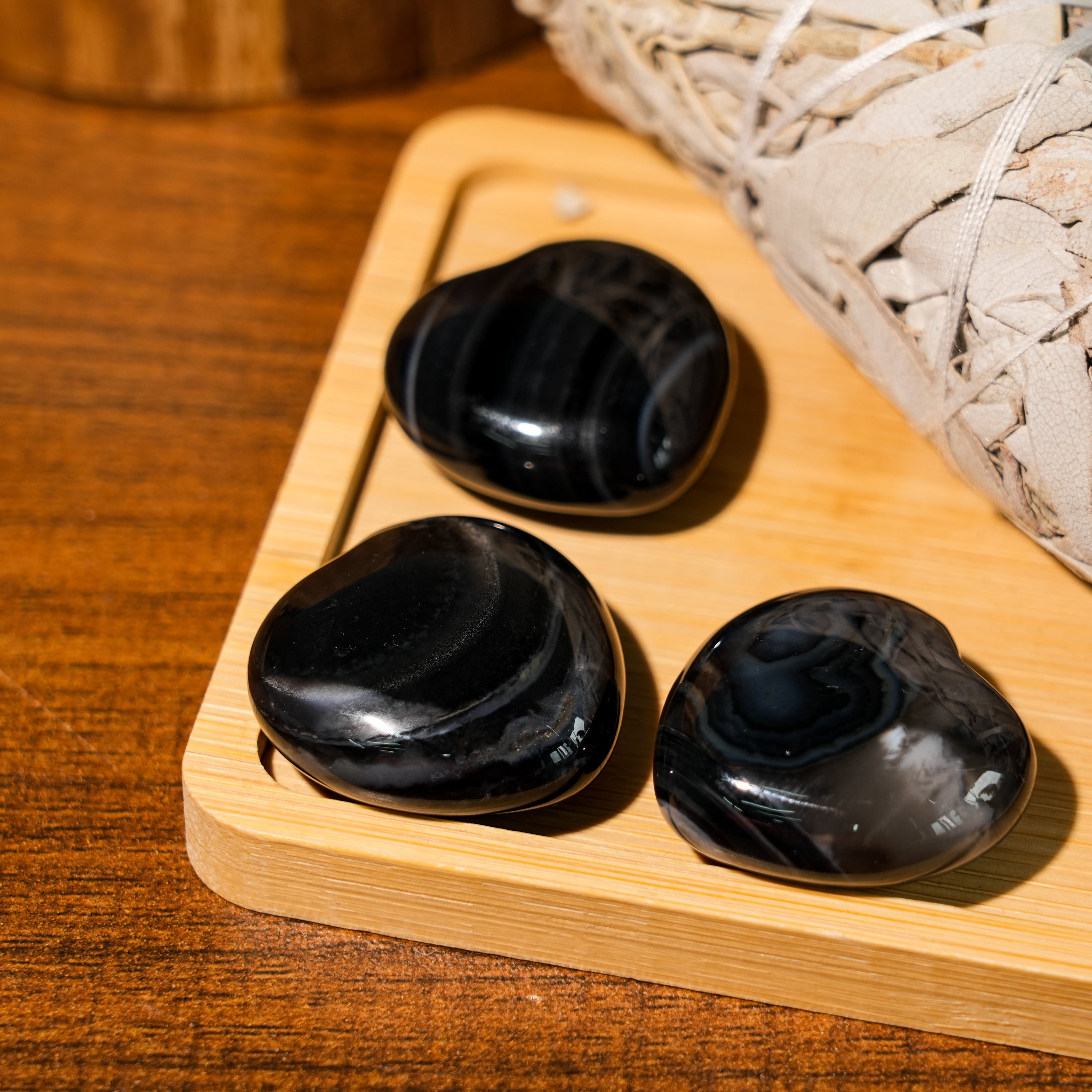 Black Onyx Mini Heart Set-Helmsman Crystal