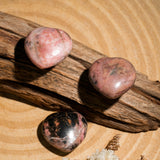 Black Rhodonite Mini Heart Set - helmsman - crystal