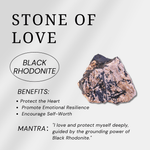 Black Rhodonite Mini Heart Set - helmsman - crystal