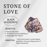 Black Rhodonite Mini Heart Set - helmsman - crystal