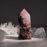 Black Rhodonite Tower - helmsman - crystal