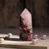 Black Rhodonite Tower - helmsman - crystal