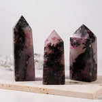 Black Rhodonite Tower - helmsman - crystal