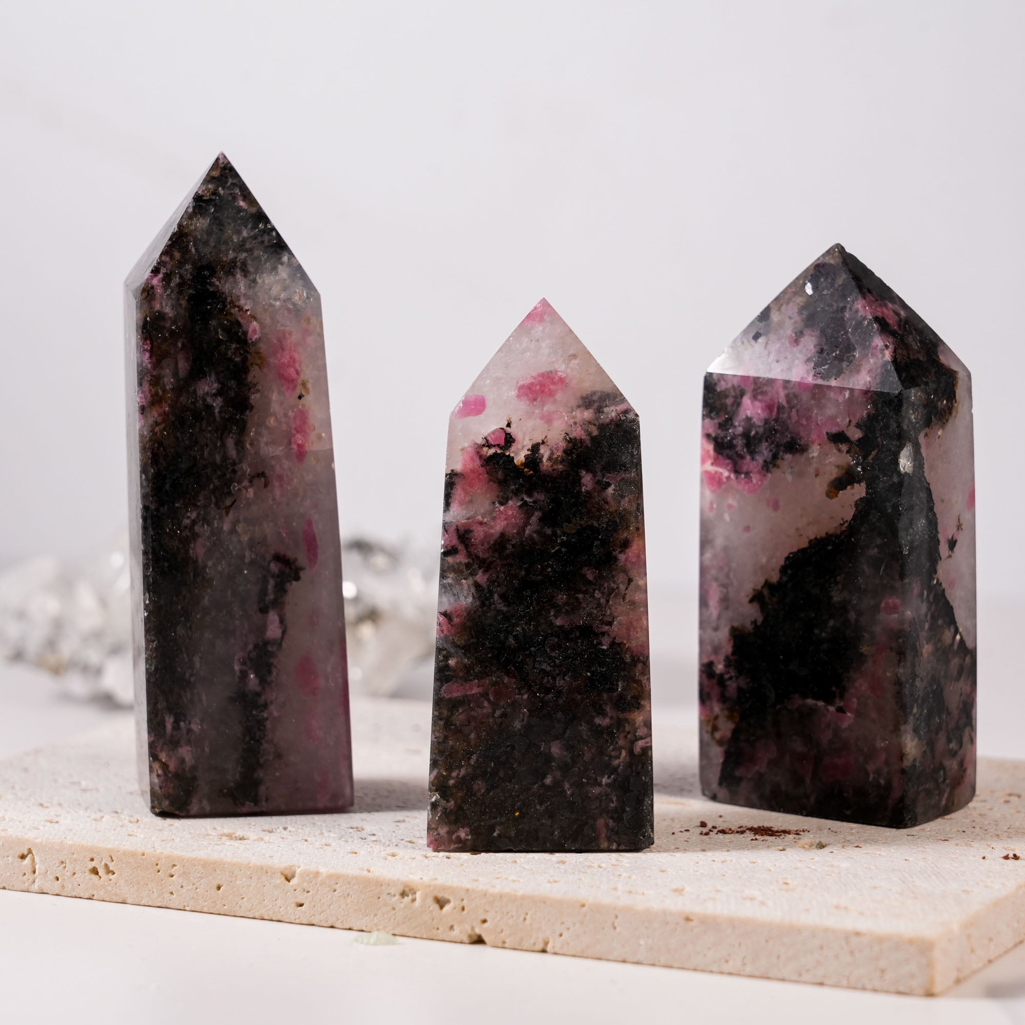 Black Rhodonite Tower - helmsman - crystal