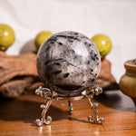 Black Rutilated Quartz Sphere - helmsman - crystal