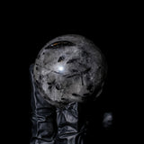 Black Rutilated Quartz Sphere - helmsman - crystal