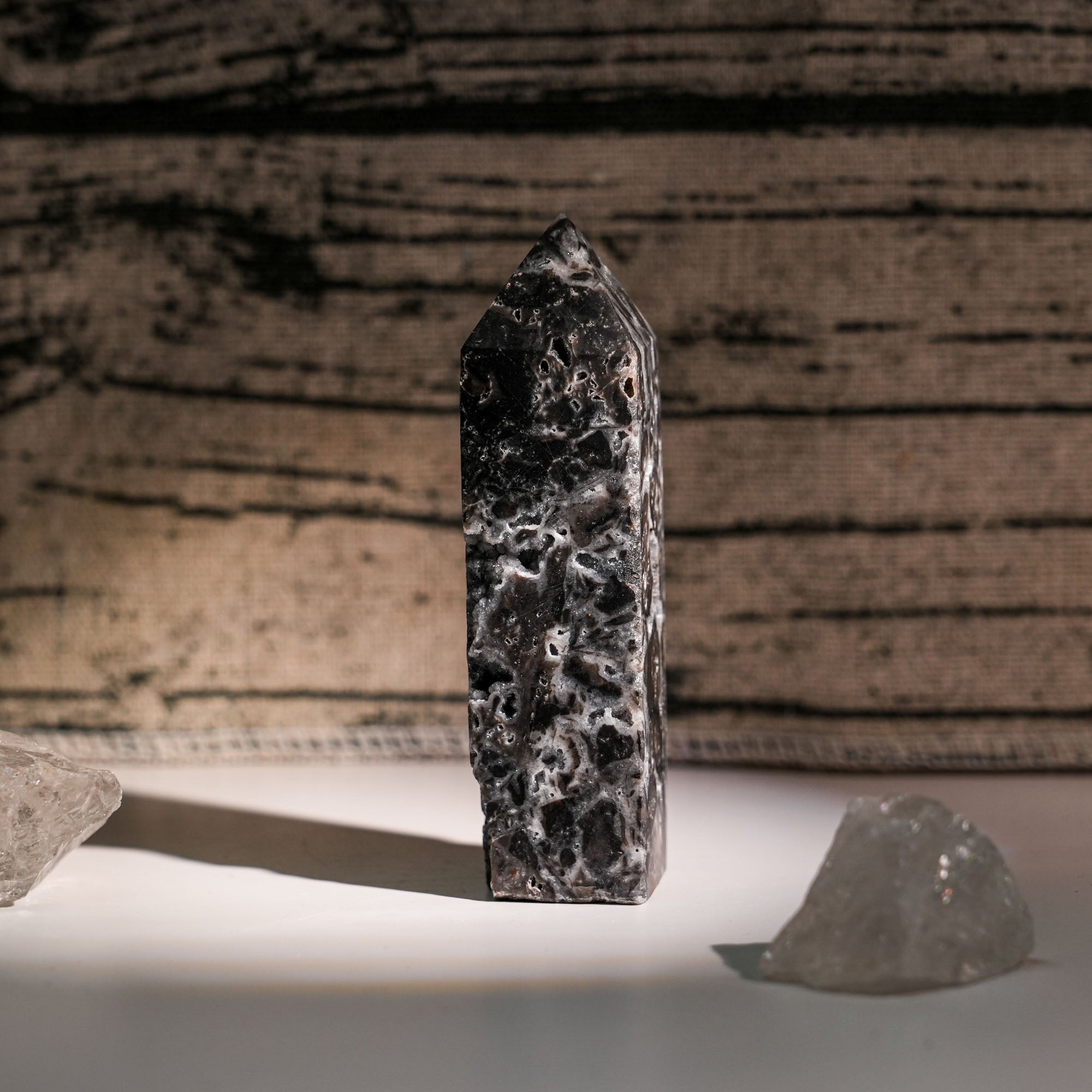 Black Sphalerite Tower - helmsman - crystal