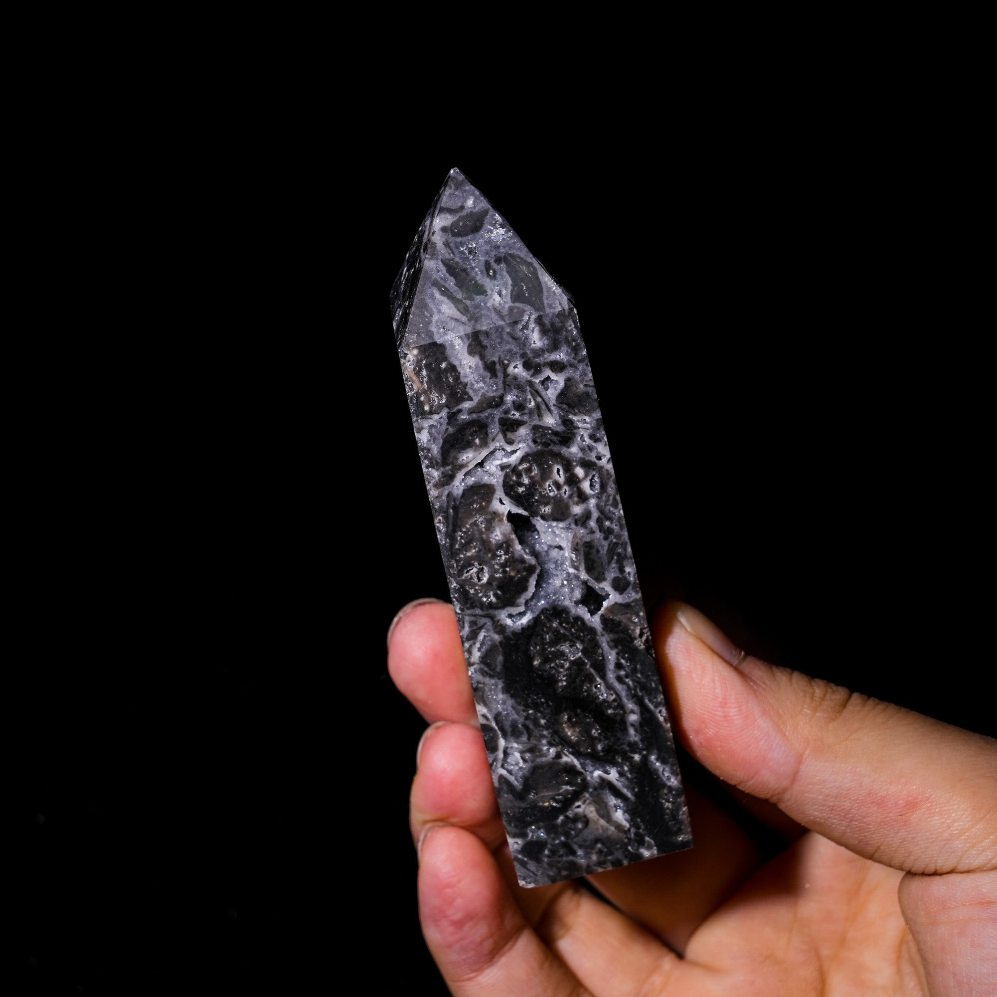 Black Sphalerite Tower - helmsman - crystal