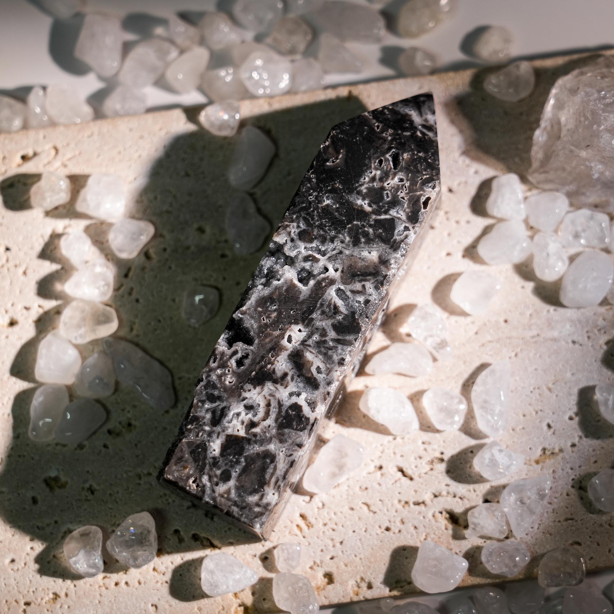 Black Sphalerite Tower - helmsman - crystal