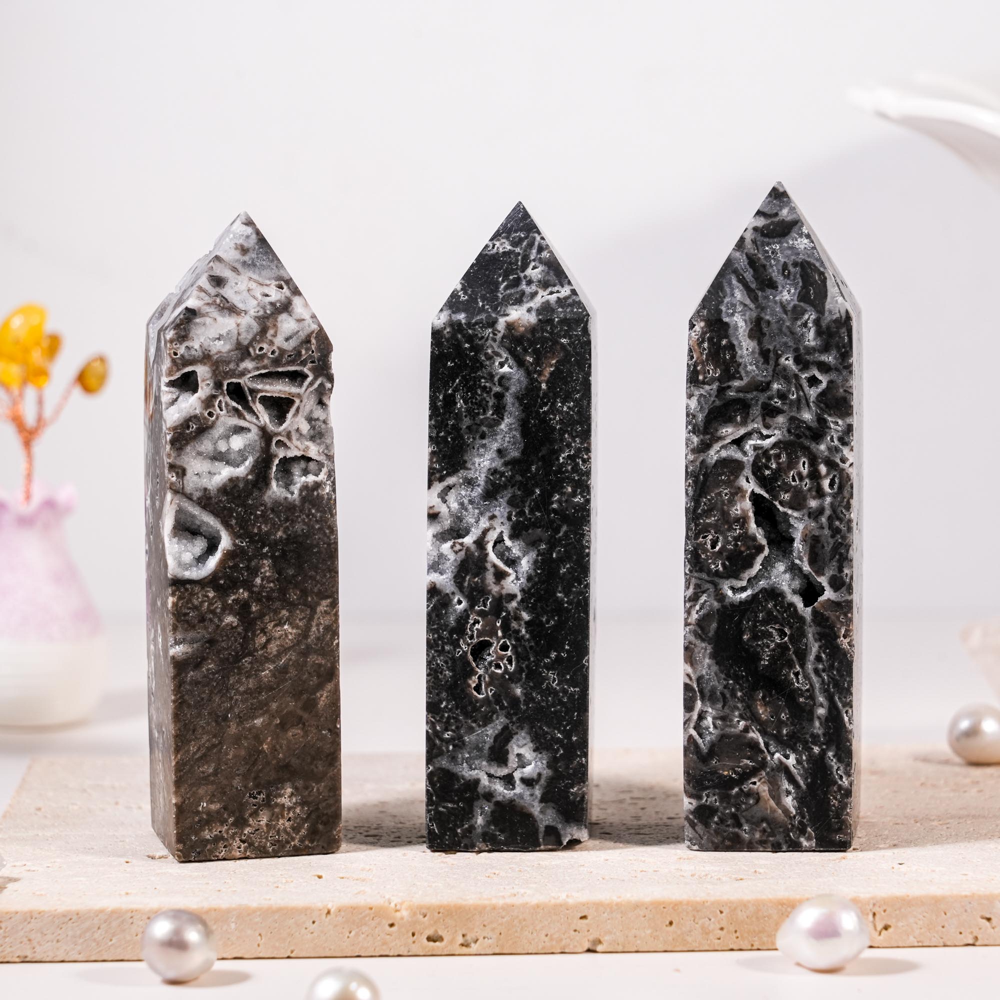 Black Sphalerite Tower - helmsman - crystal