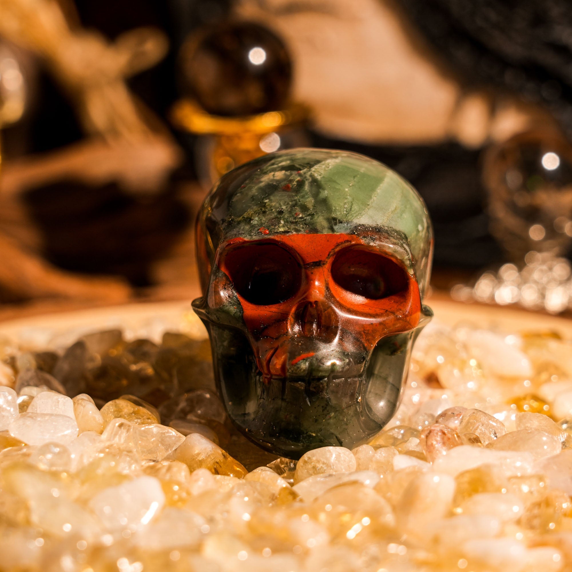 Blood Stone Skull - helmsman - crystal