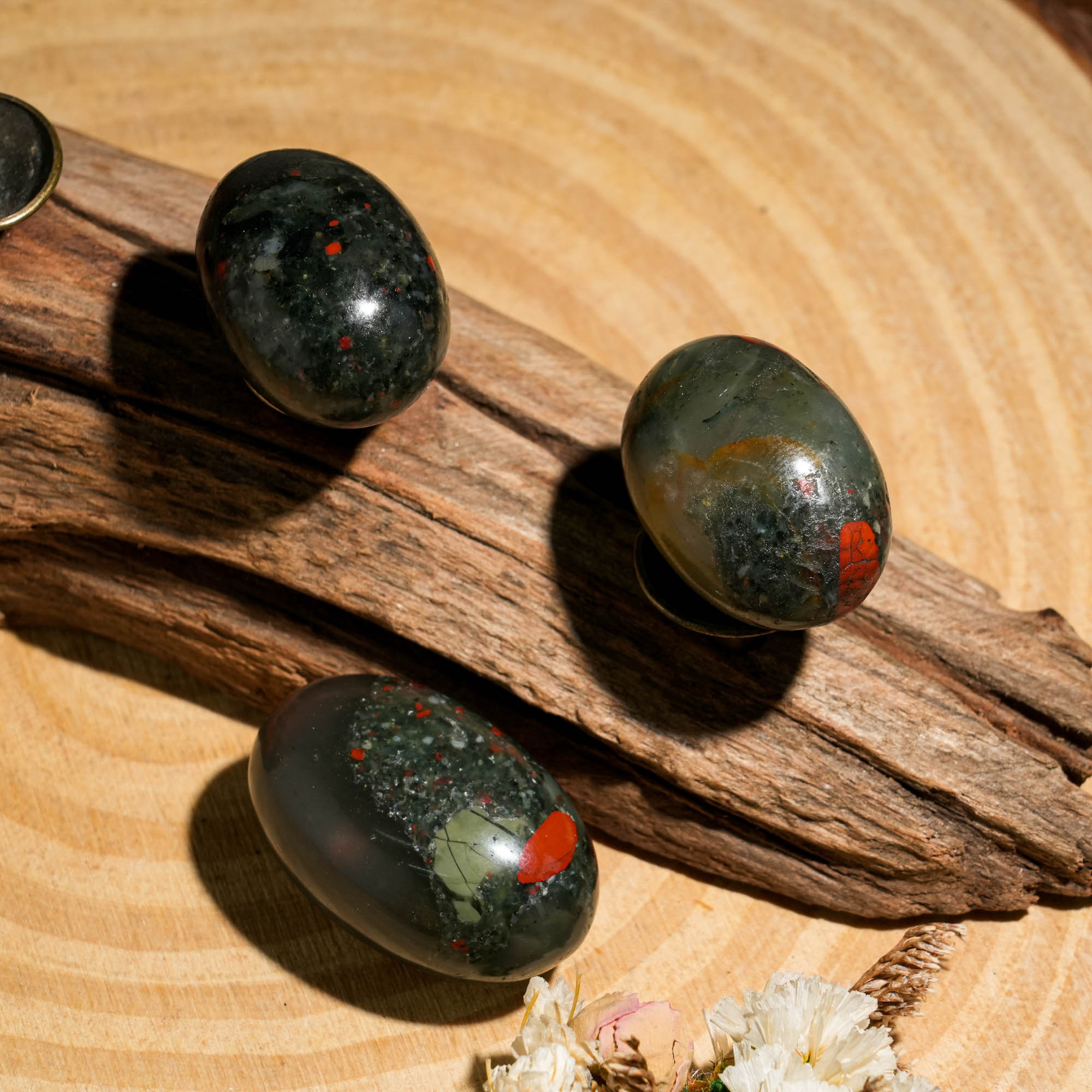 Blood Stone Tumbled Stone Set - helmsman - crystal