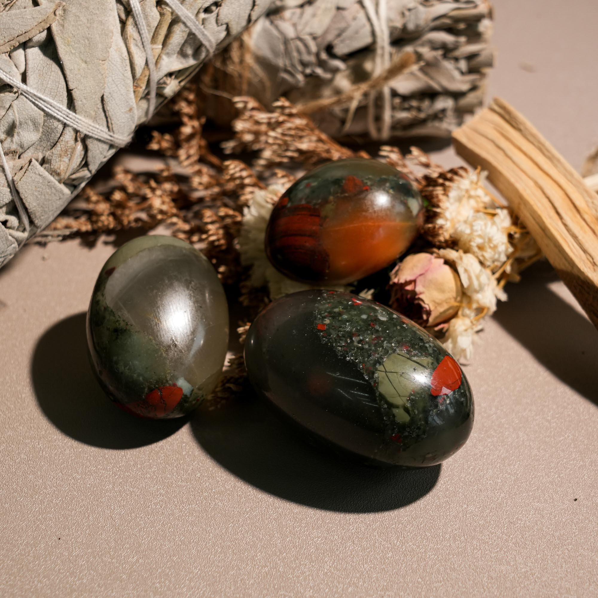 Blood Stone Tumbled Stone Set - helmsman - crystal