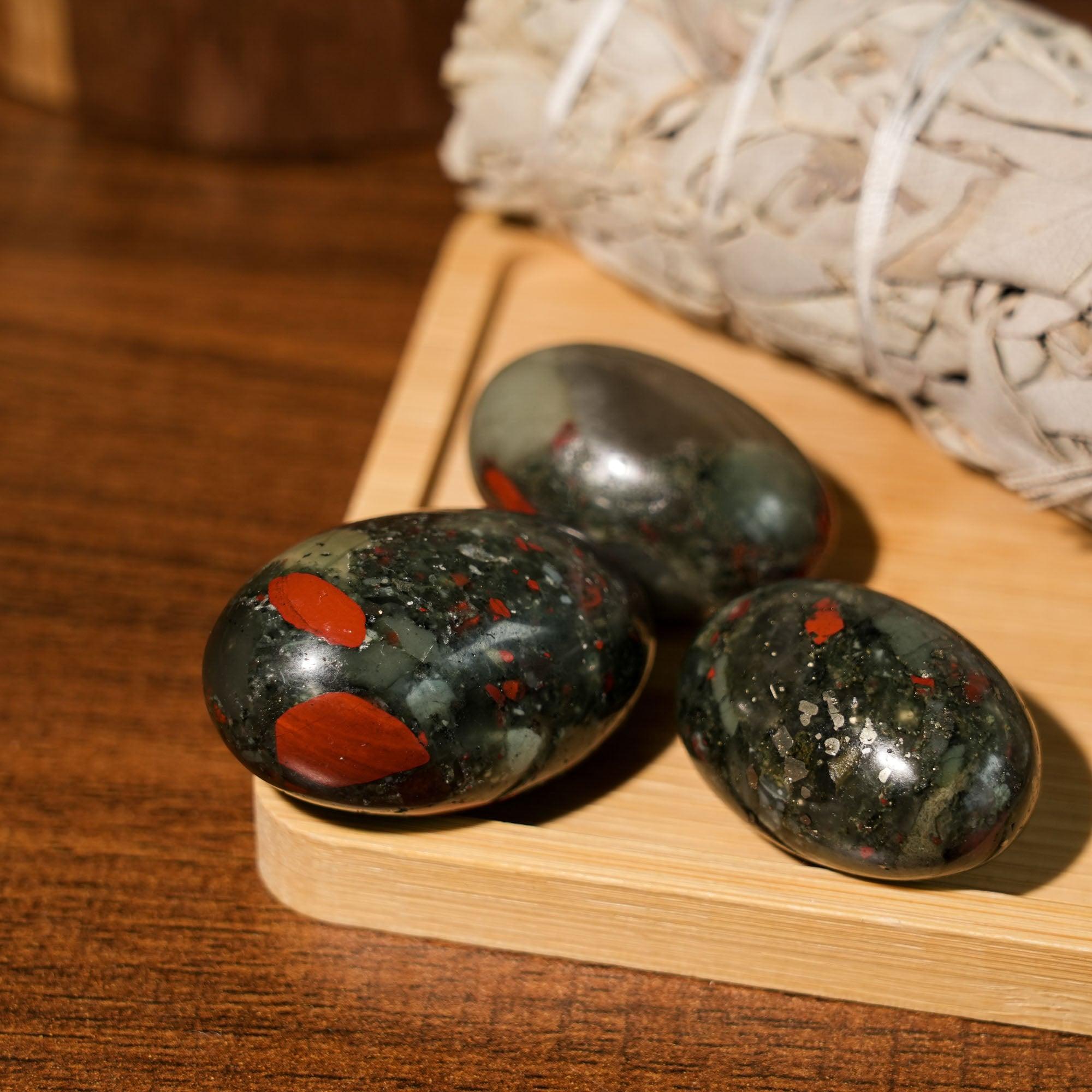 Blood Stone Tumbled Stone Set - helmsman - crystal