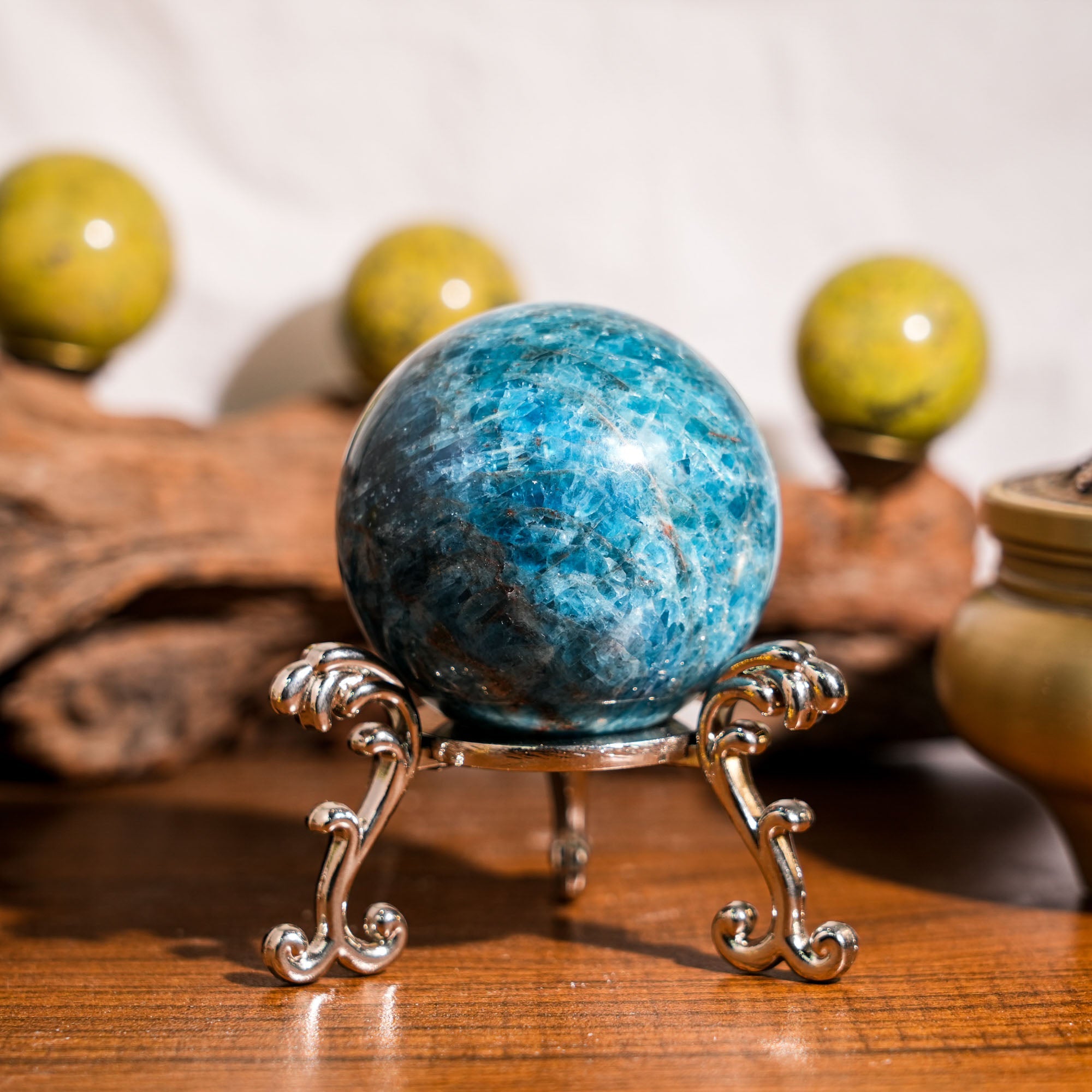 Blue Apatite Sphere - helmsman - crystal