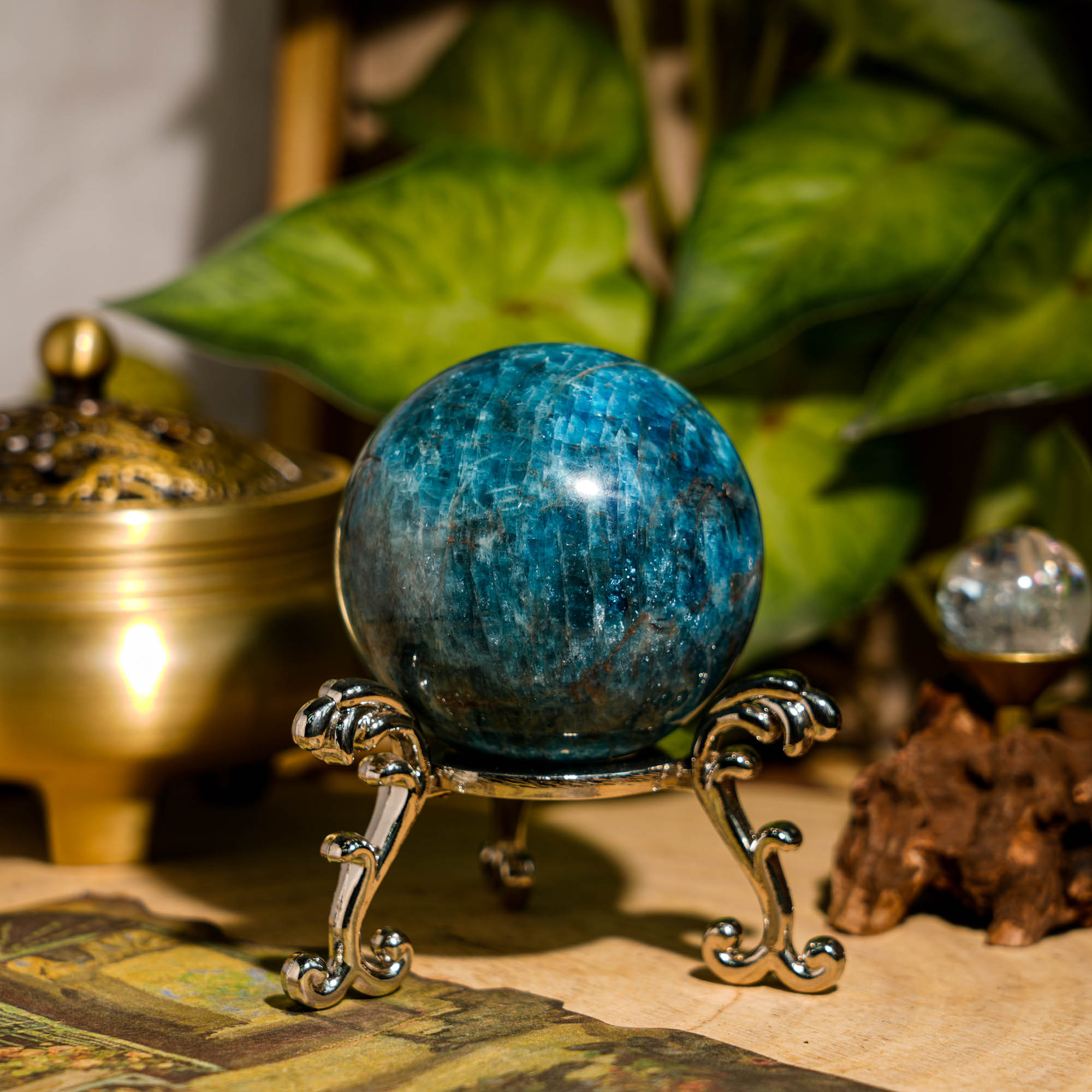 Blue Apatite Sphere - helmsman - crystal