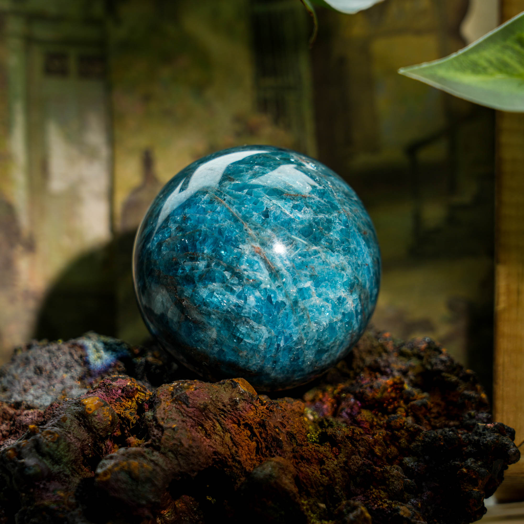 Blue Apatite Sphere - helmsman - crystal