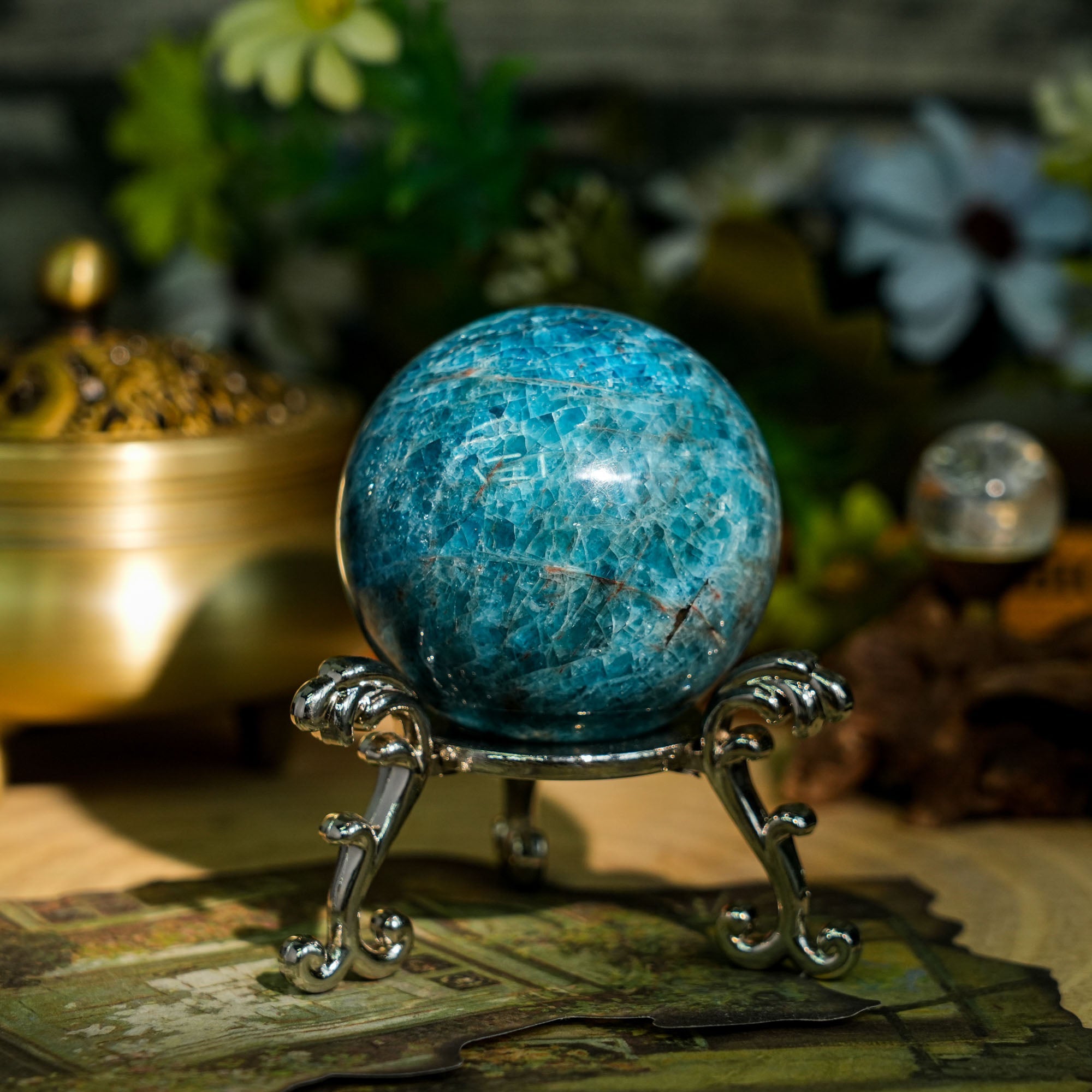 Blue Apatite Sphere - helmsman - crystal