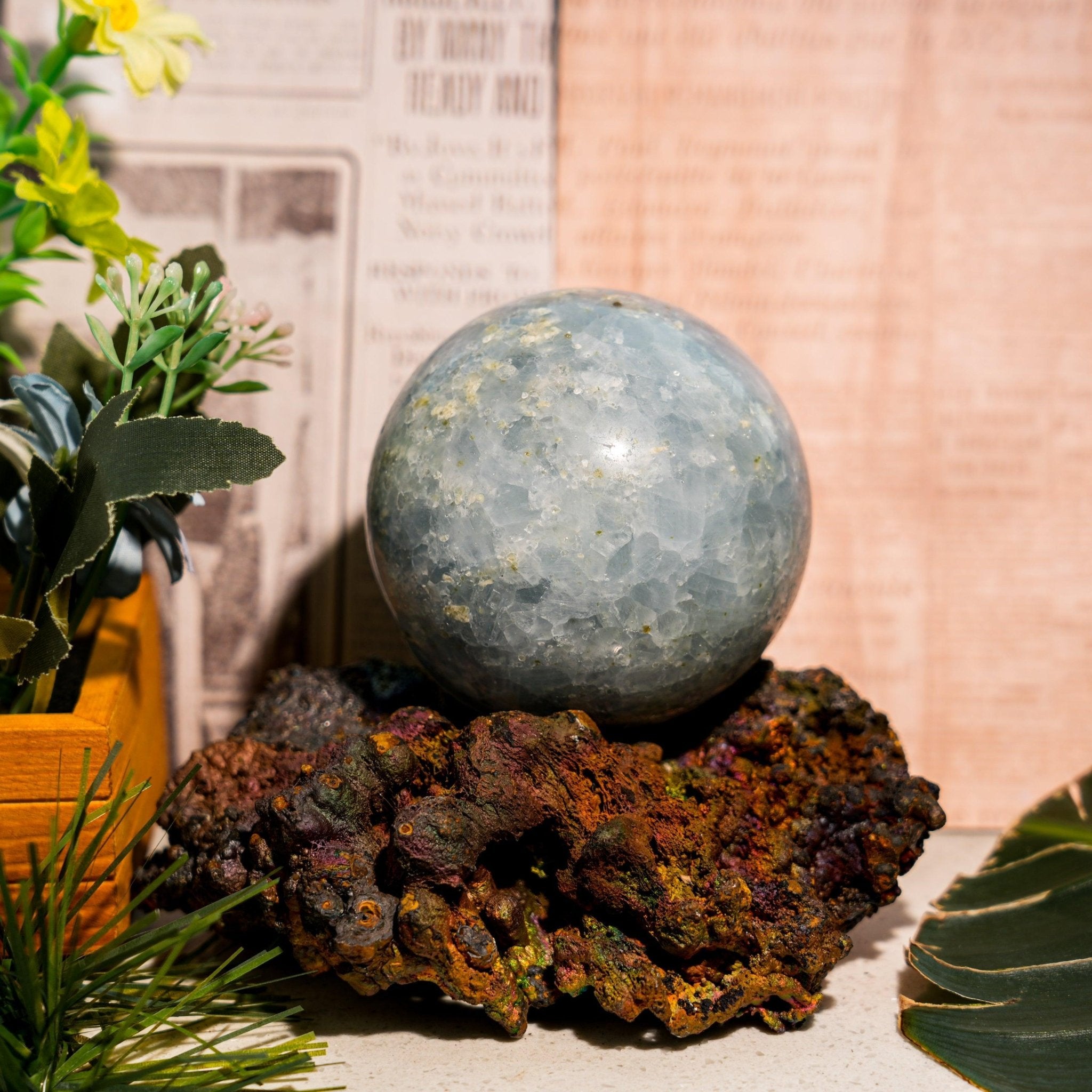Blue Calcite Sphere - helmsman - crystal