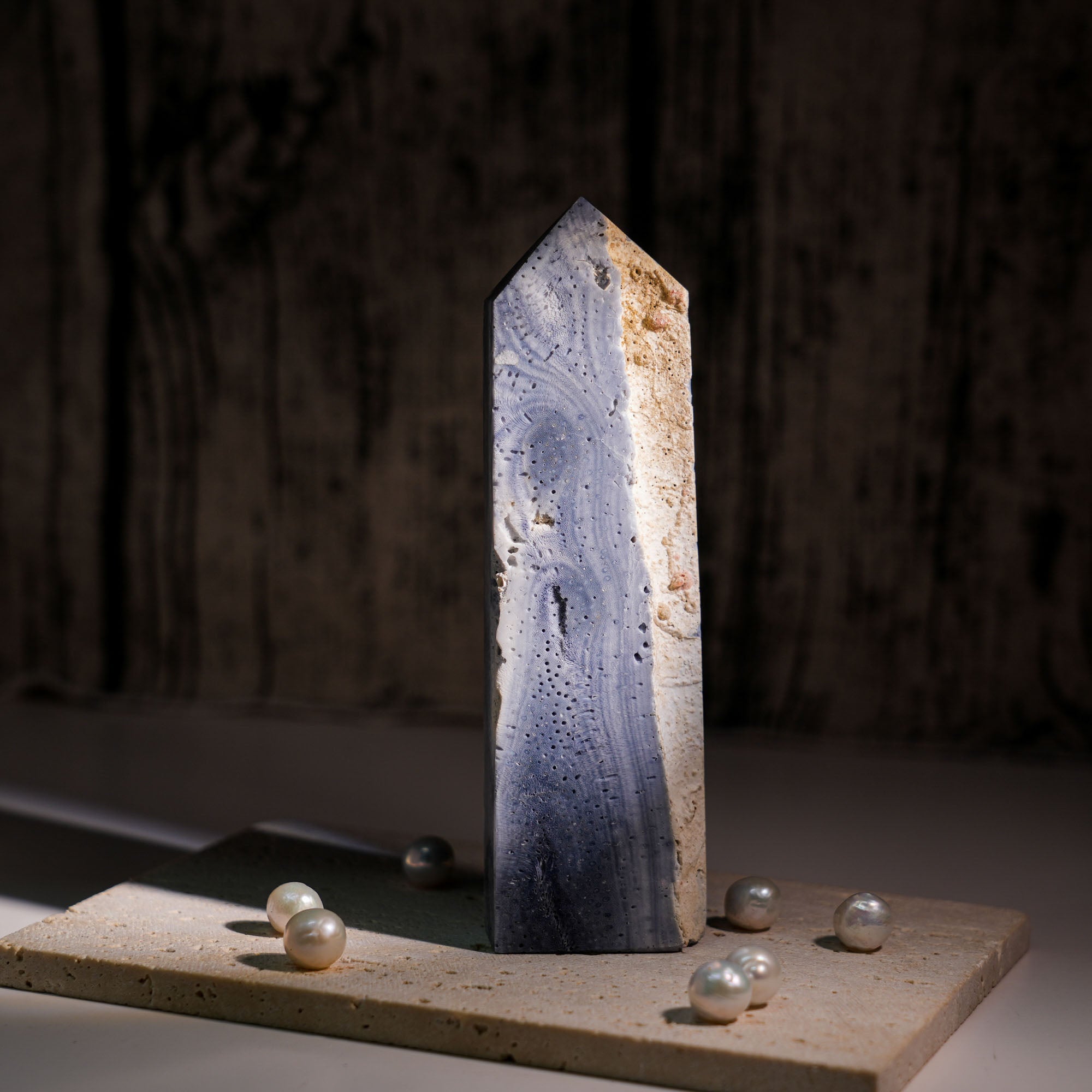 Blue Coral Fossil Tower - helmsman - crystal