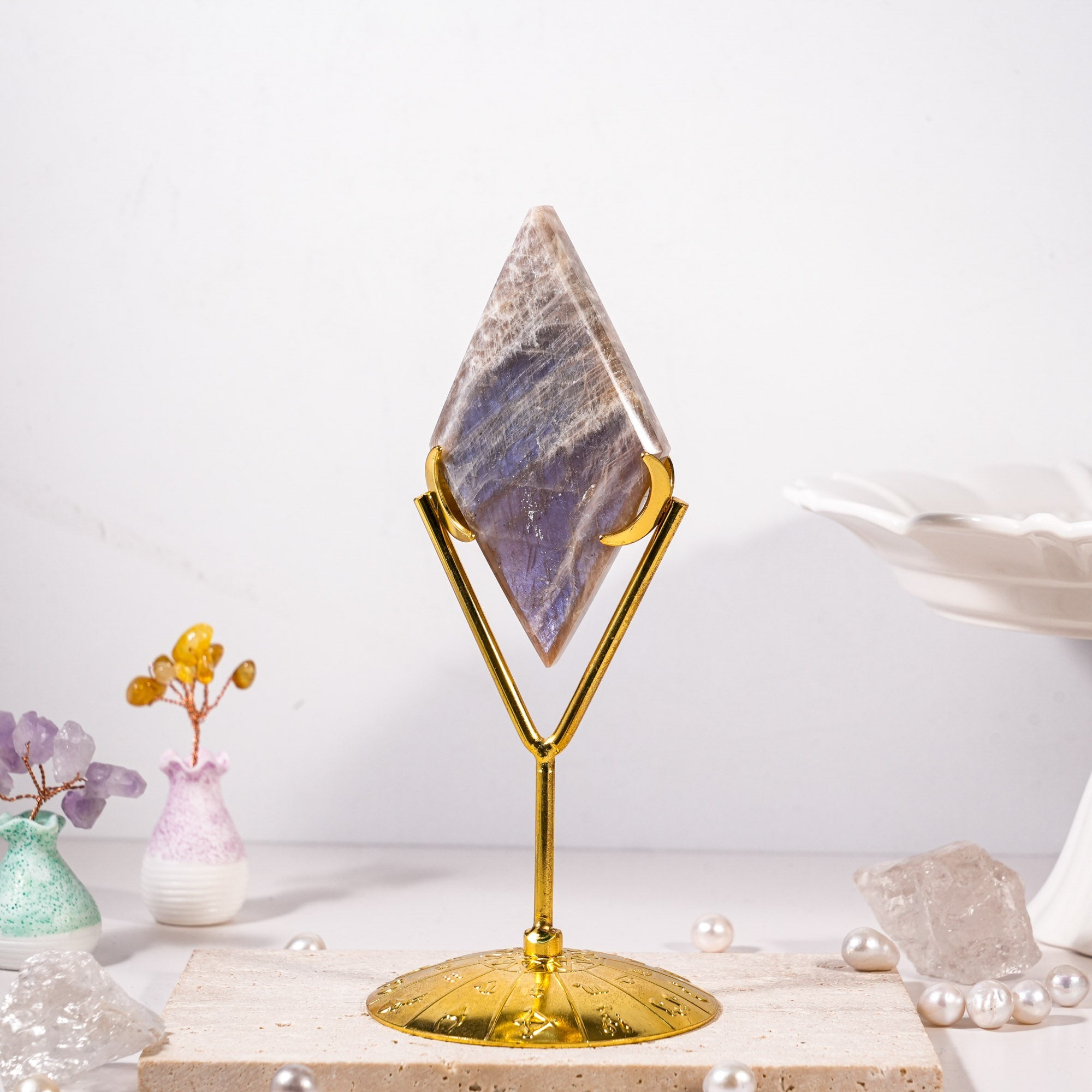 Blue Moonstone Diamond Ornament - helmsman - crystal