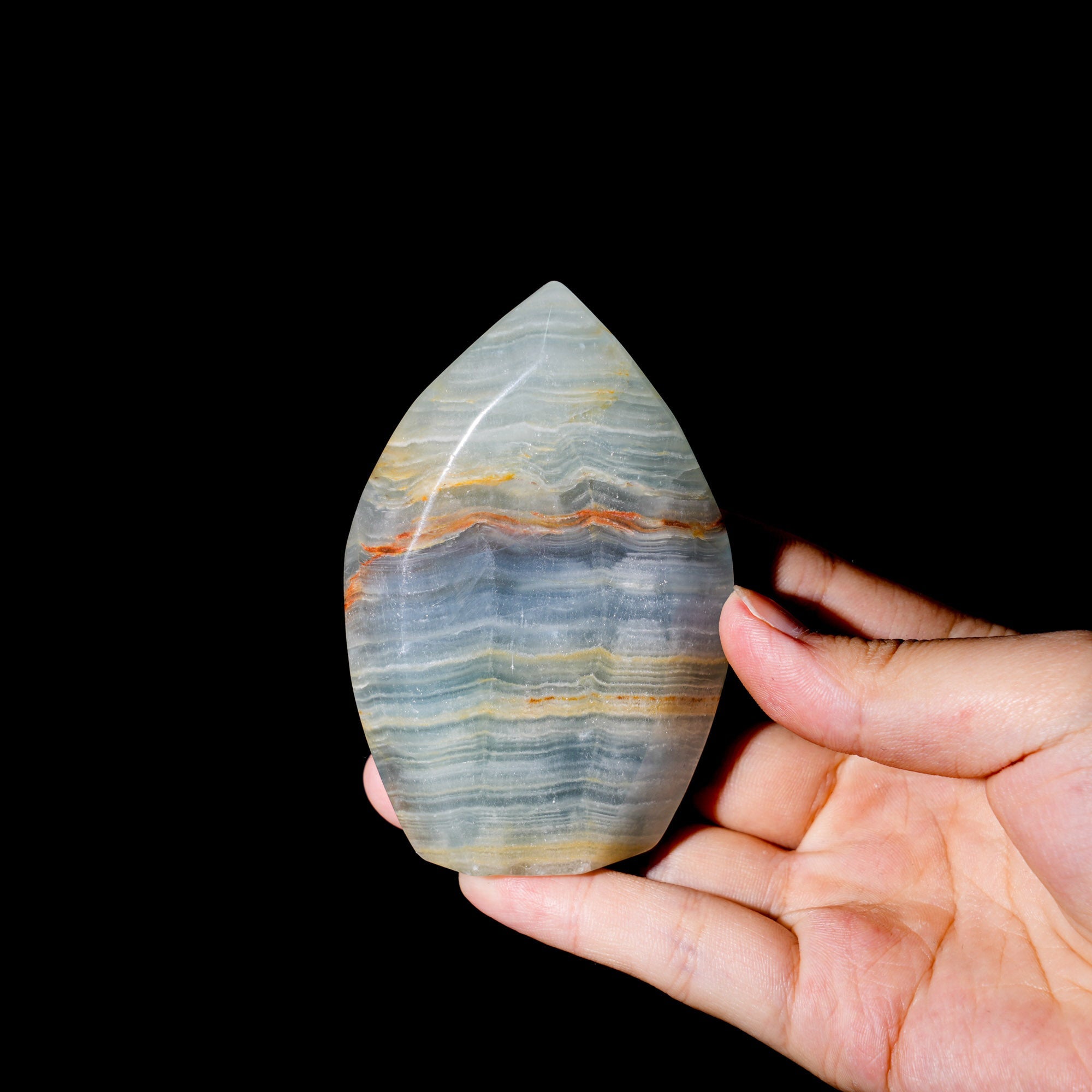 Blue Onyx Flame Freeform - helmsman - crystal
