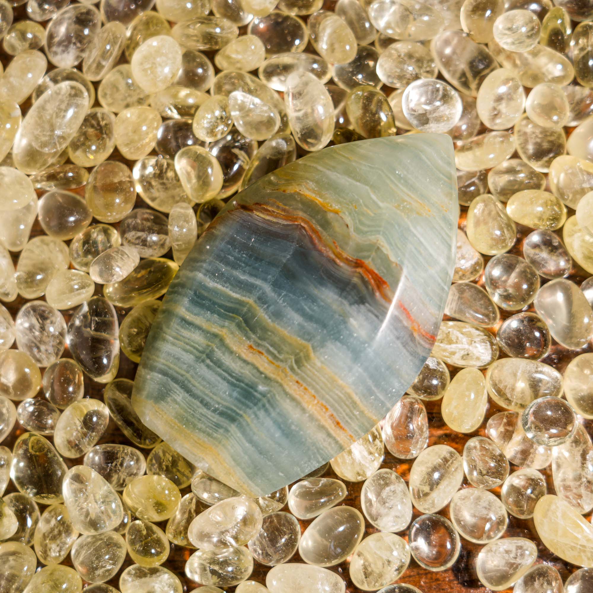Blue Onyx Flame Freeform - helmsman - crystal