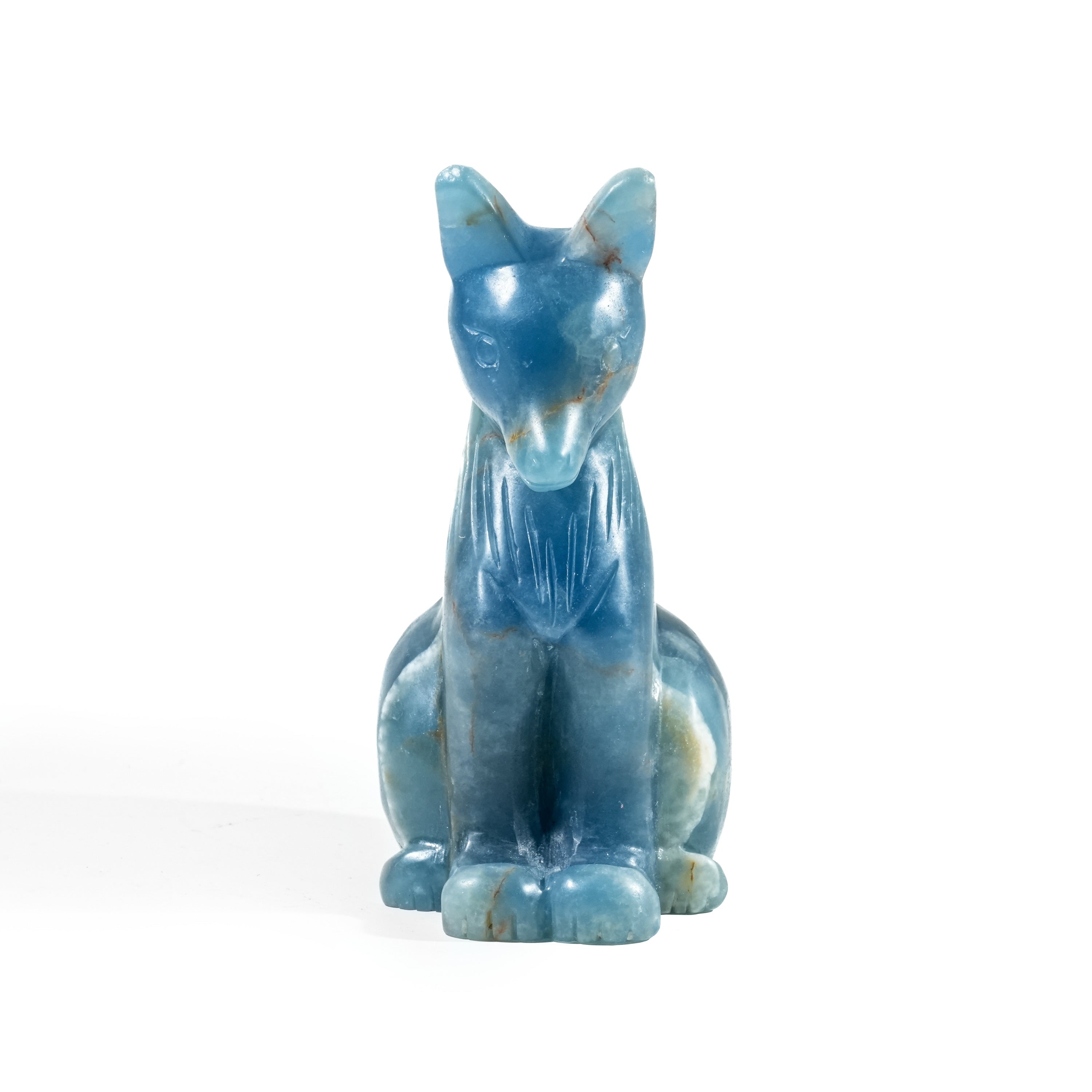 Blue Onyx Fox Carving-Helmsman Crystal