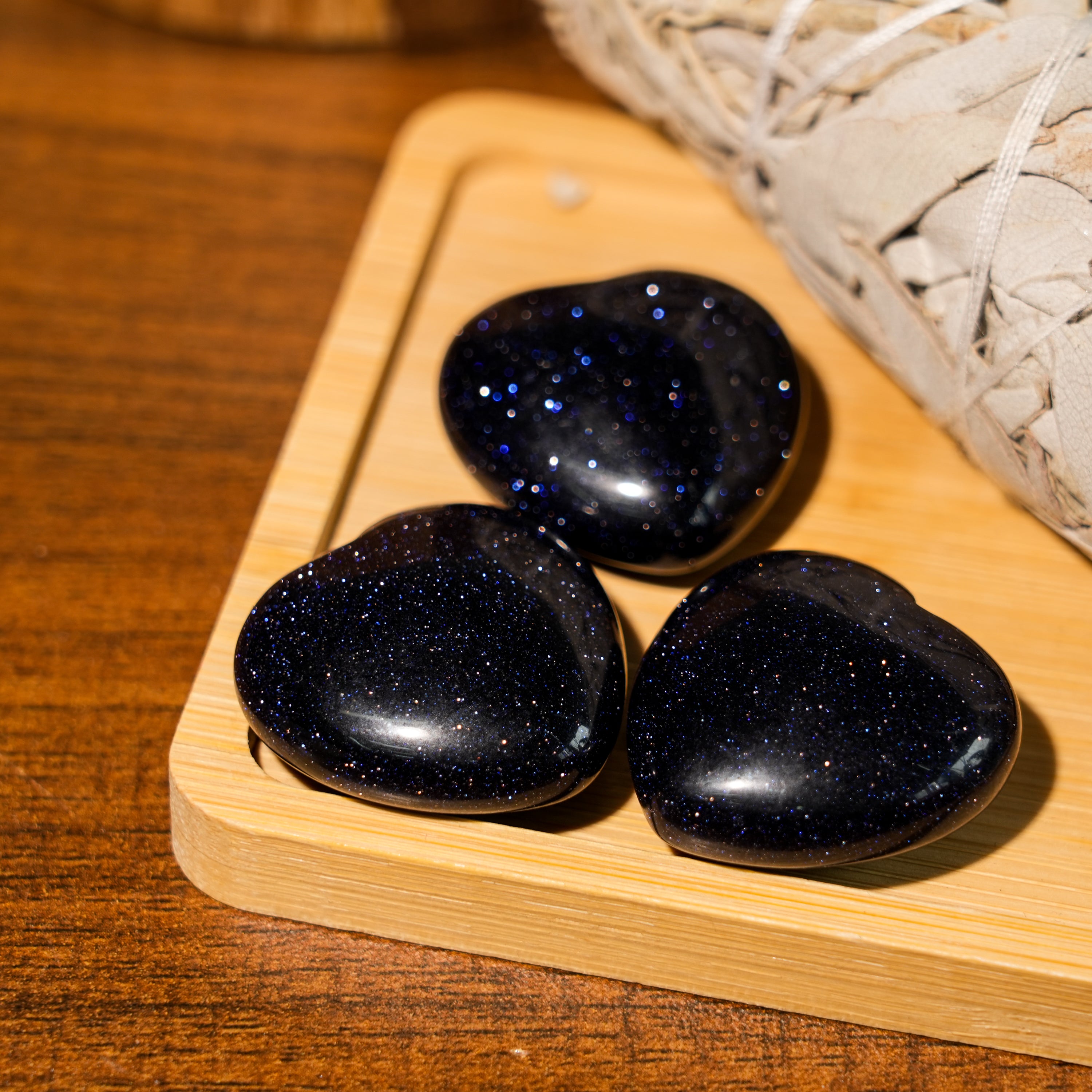 Blue Sandstone Mini Heart Set-Helmsman Crystal