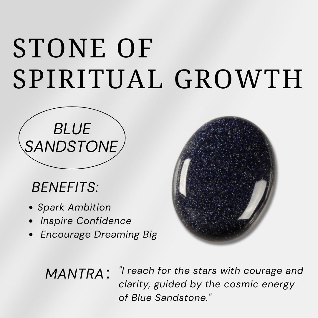 Blue Sandstone Palm Stone - helmsman - crystal
