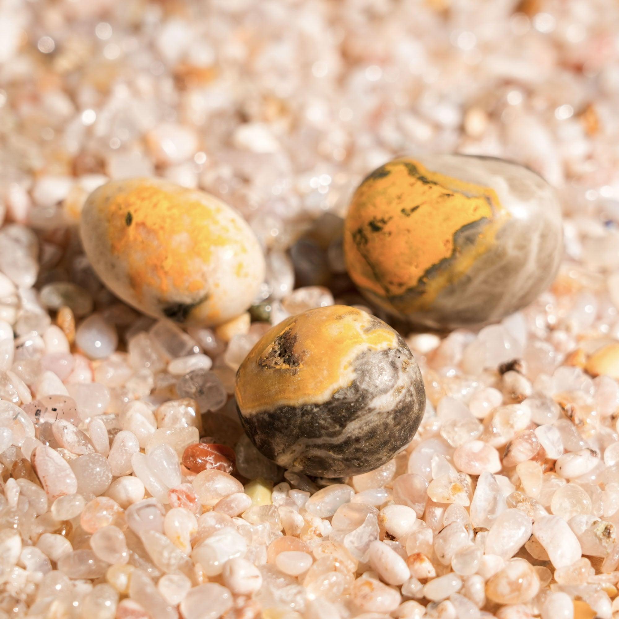 Bumblebee Jasper Tumbled Stone Set - helmsman - crystal