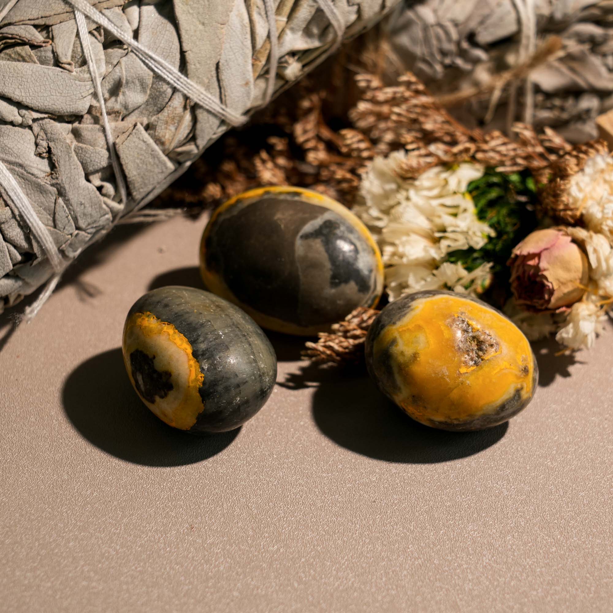 Bumblebee Jasper Tumbled Stone Set - helmsman - crystal