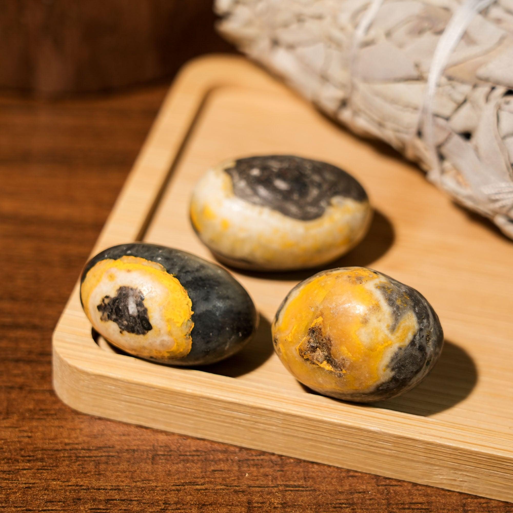 Bumblebee Jasper Tumbled Stone Set - helmsman - crystal