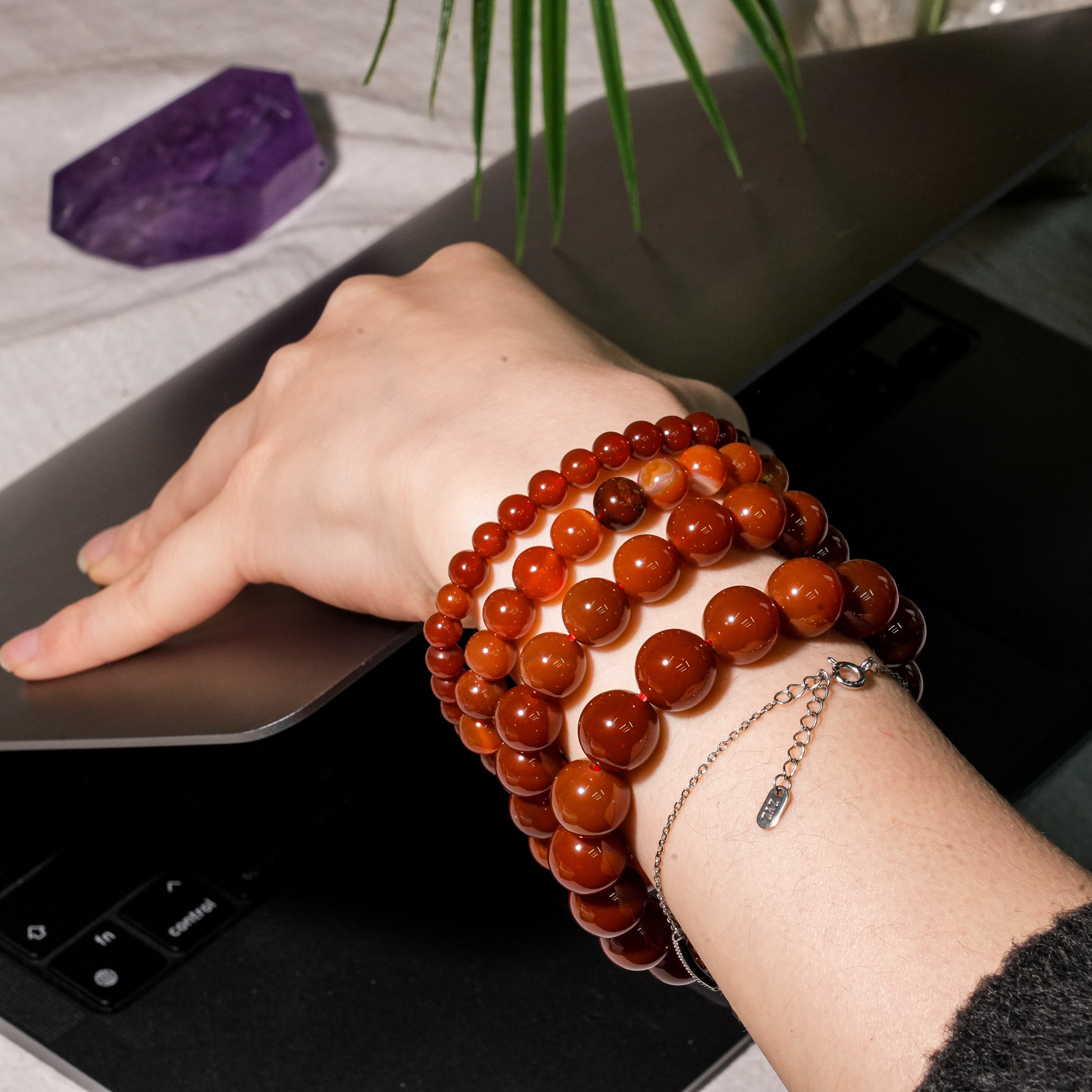 Carnelian Bead Bracelet-Helmsman Crystal