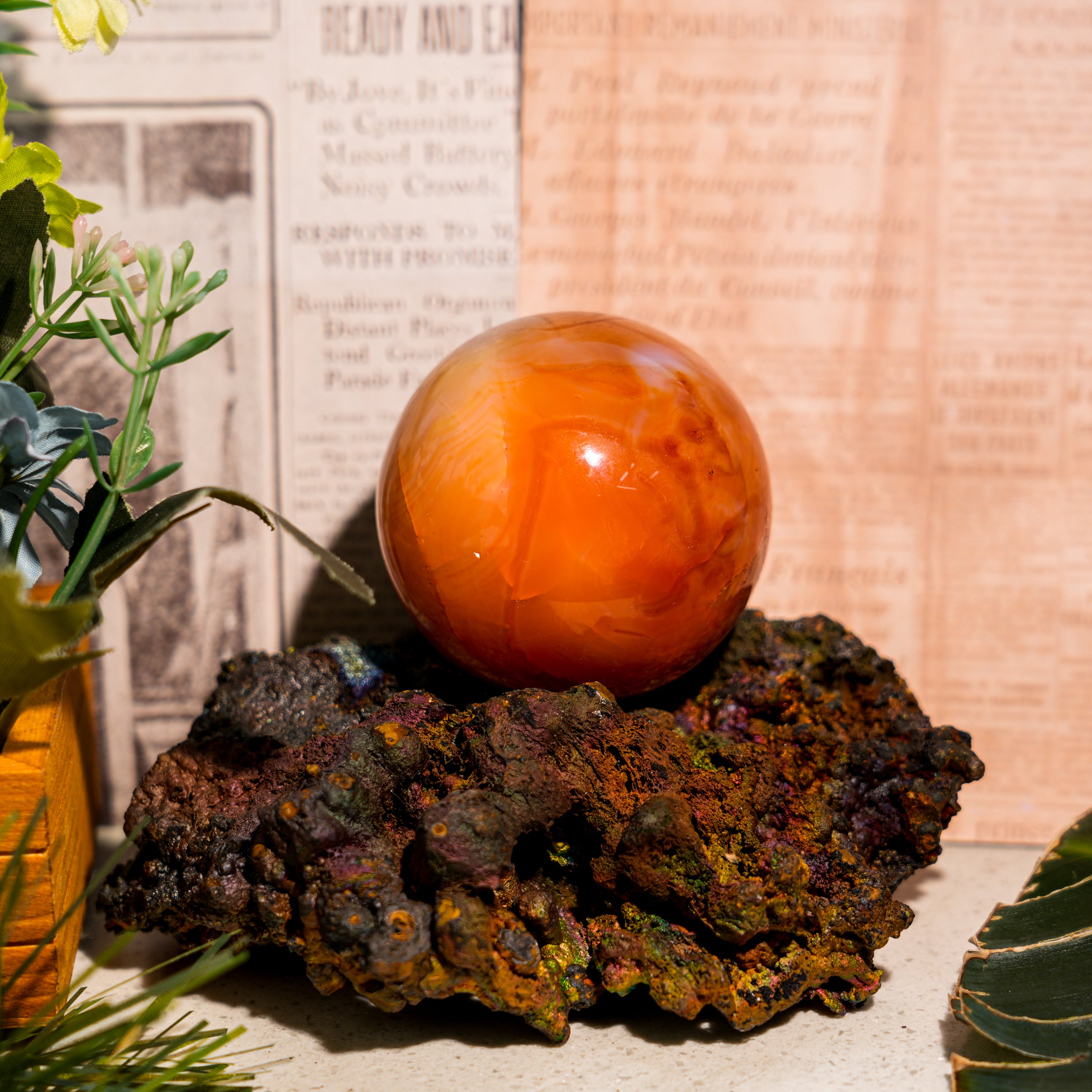 Carnelian Sphere-Helmsman Crystal