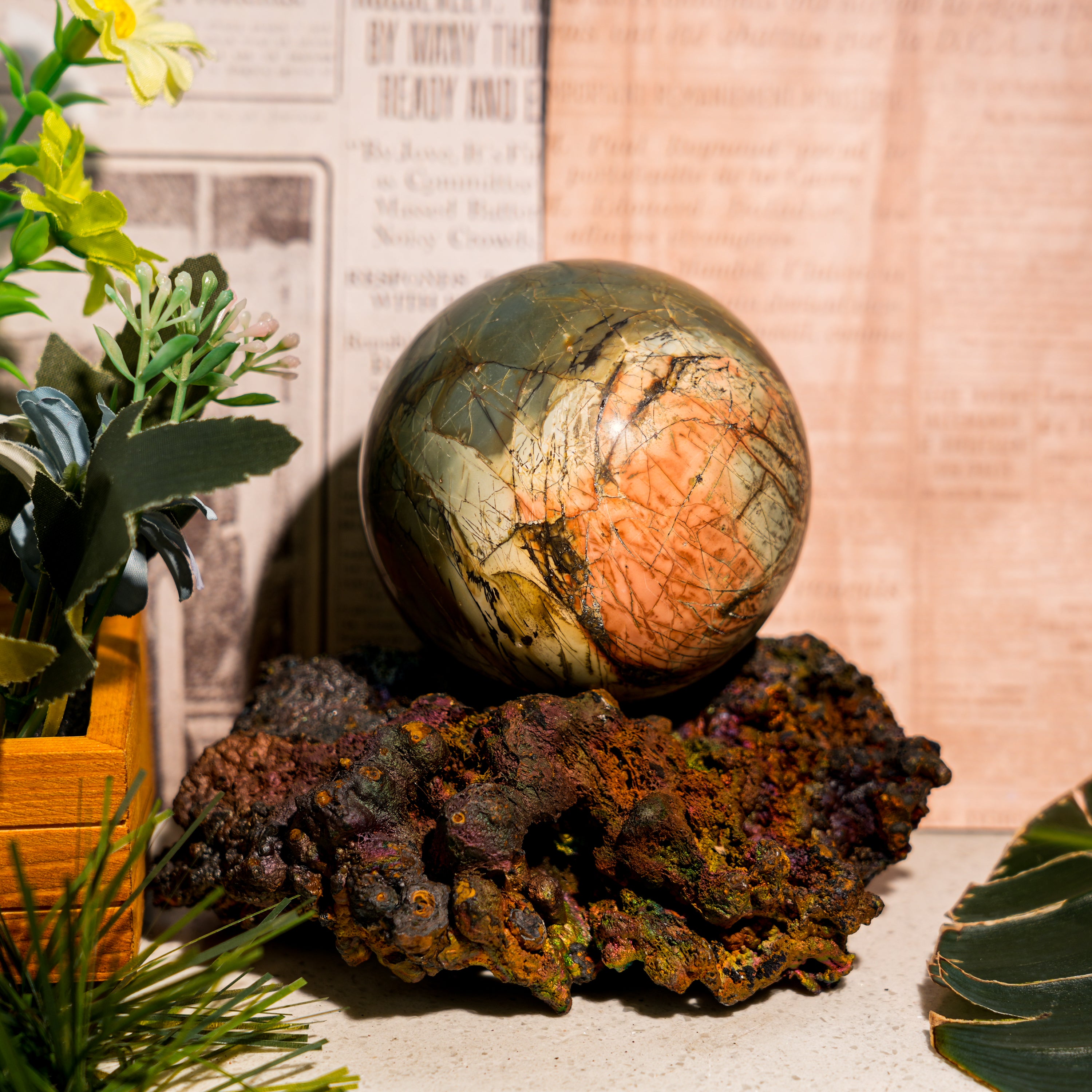 Cherry Creek Jasper Sphere-Helmsman Crystal