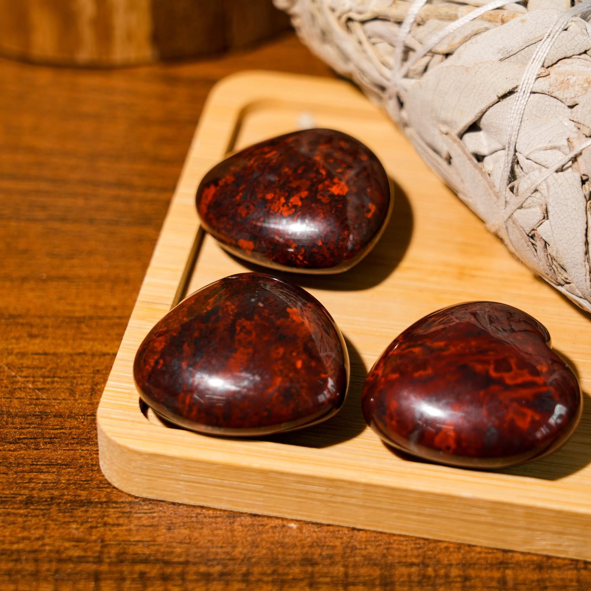 Chicken Blood Stone Mini Heart Set - helmsman - crystal