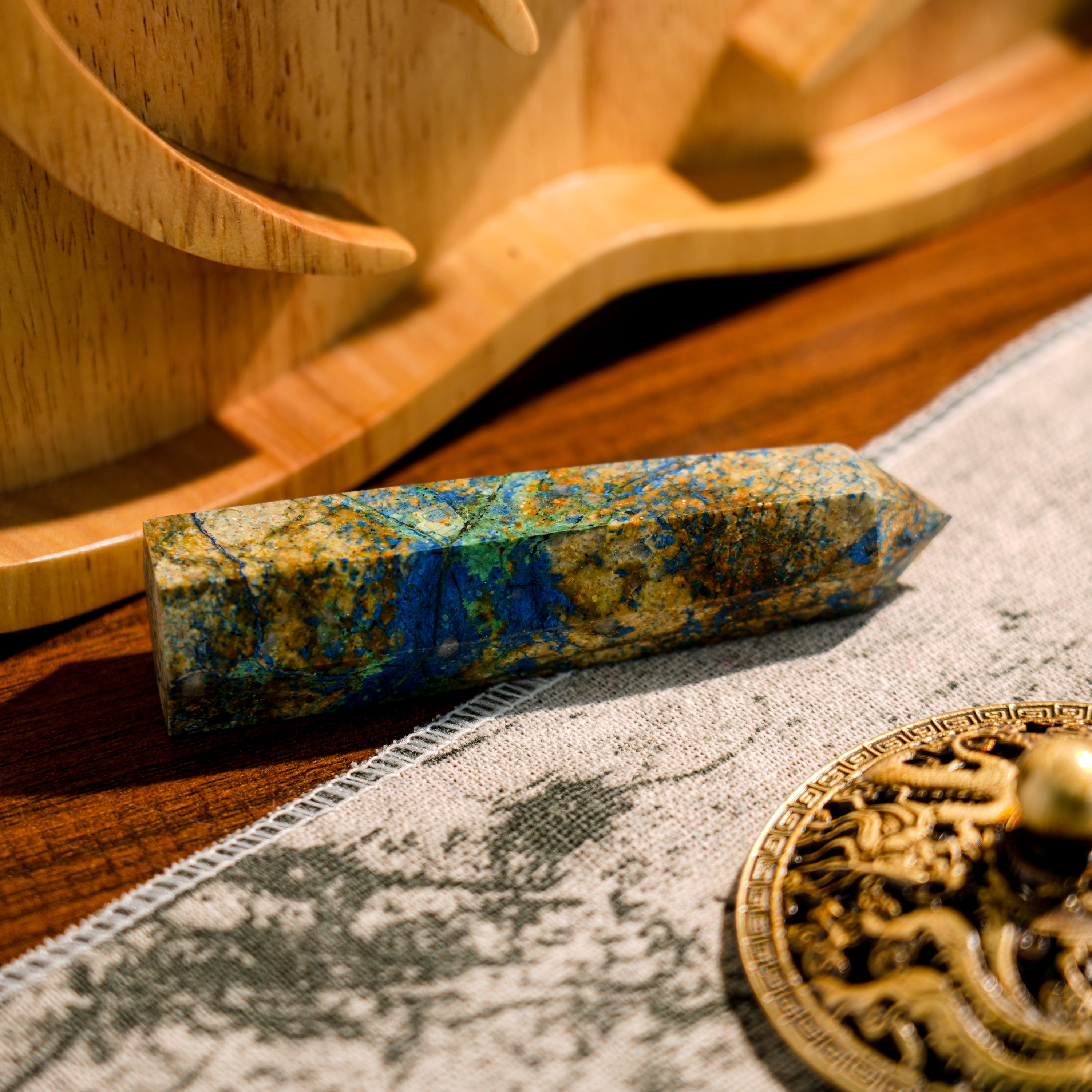 Chrysocolla Stone Point-Helmsman Crystal