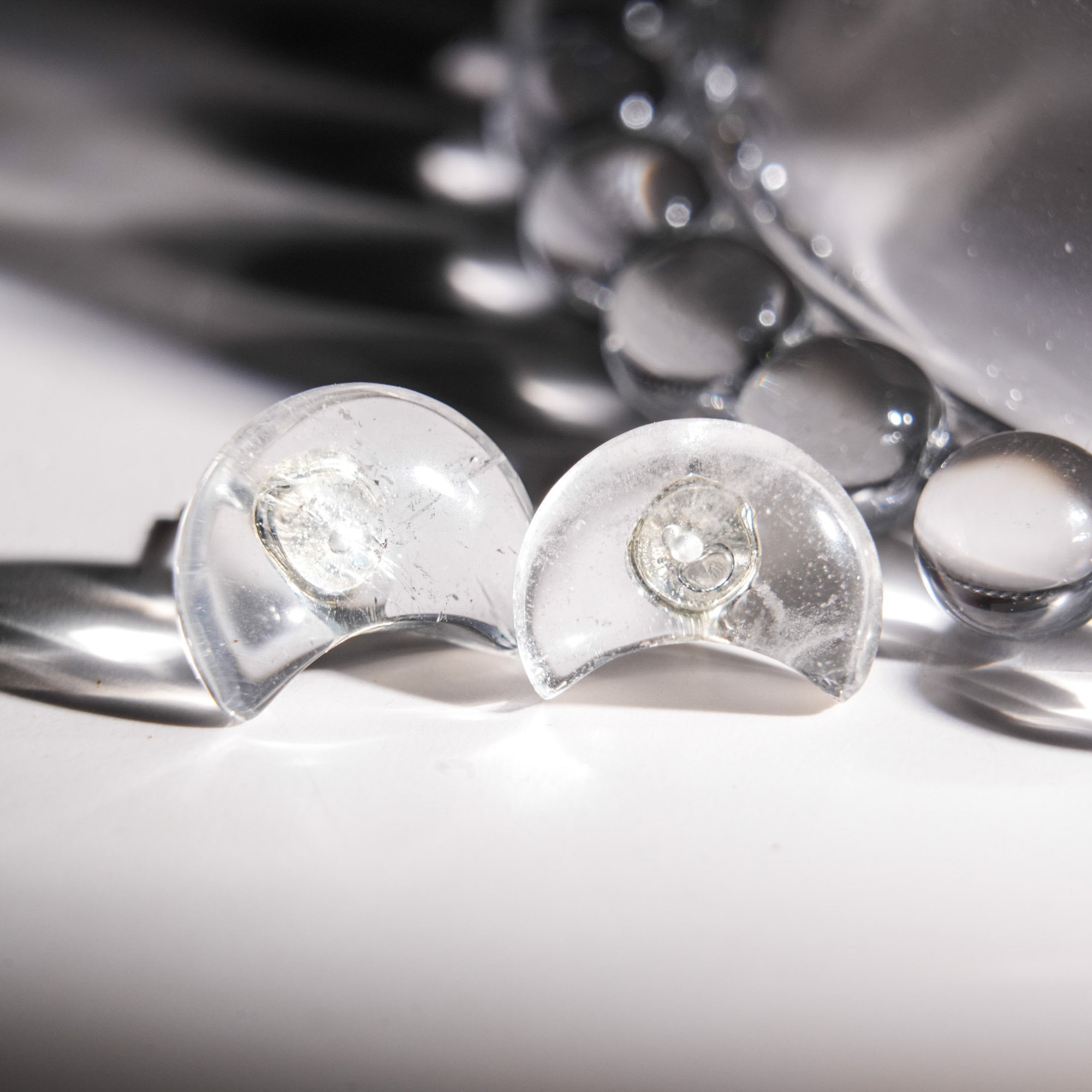 Clear Quartz Moon Earrings - helmsman - crystal