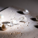 Clear Quartz Moon Earrings - helmsman - crystal