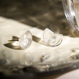 Clear Quartz Moon Earrings - helmsman - crystal