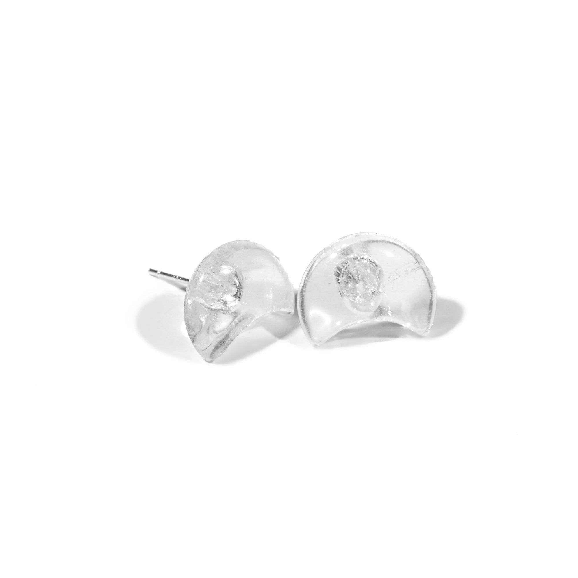 Clear Quartz Moon Earrings - helmsman - crystal