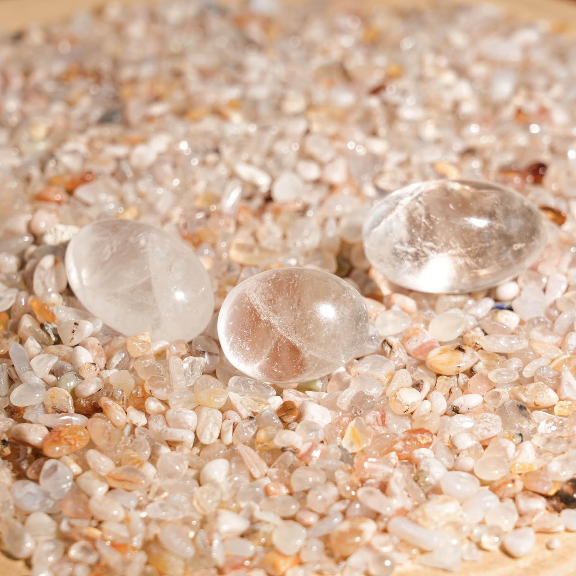 Clear Quartz Tumbled Stone Set - helmsman - crystal