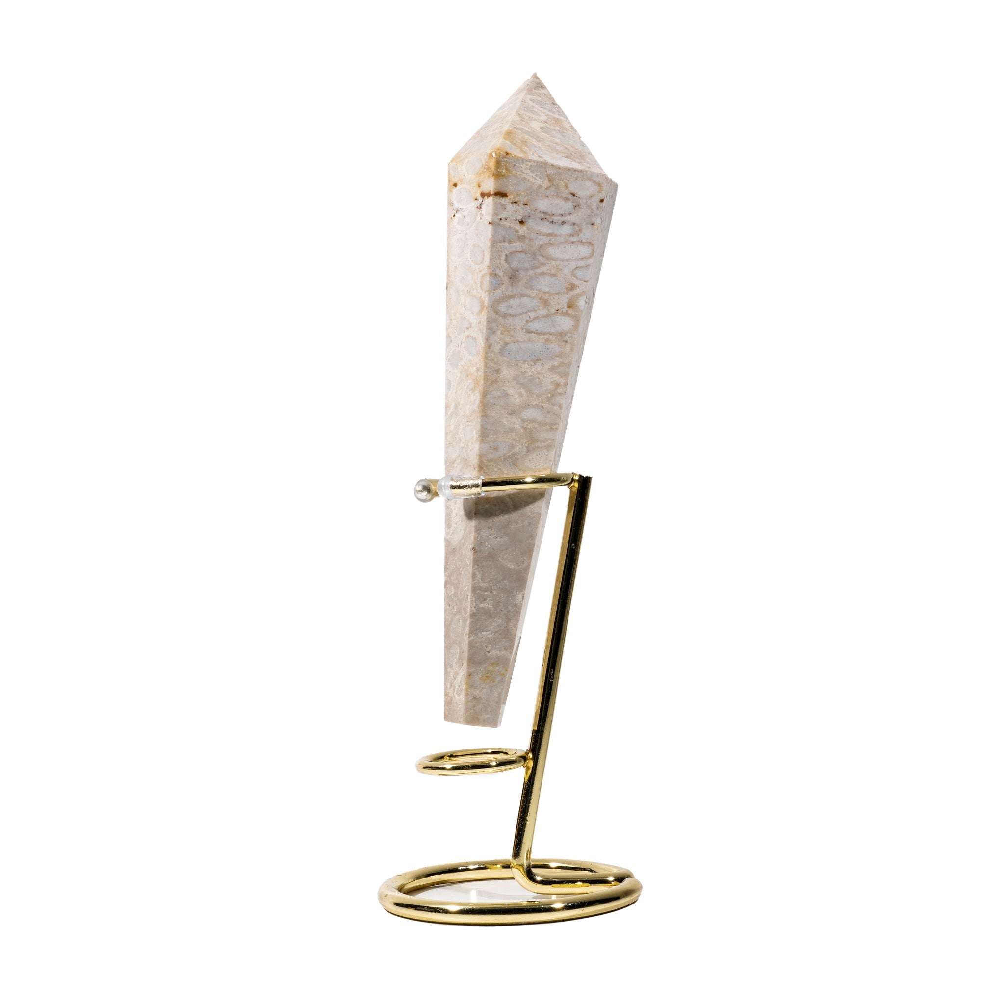 Coral Jade Fossil Wand Ornament - helmsman - crystal