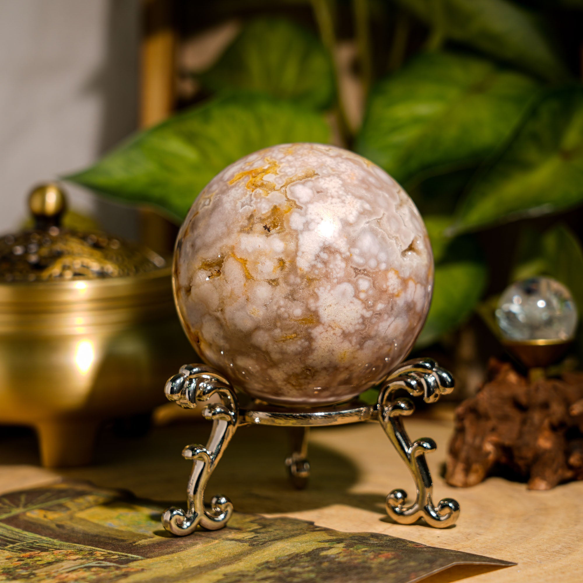Flower Agate Sphere - helmsman - crystal