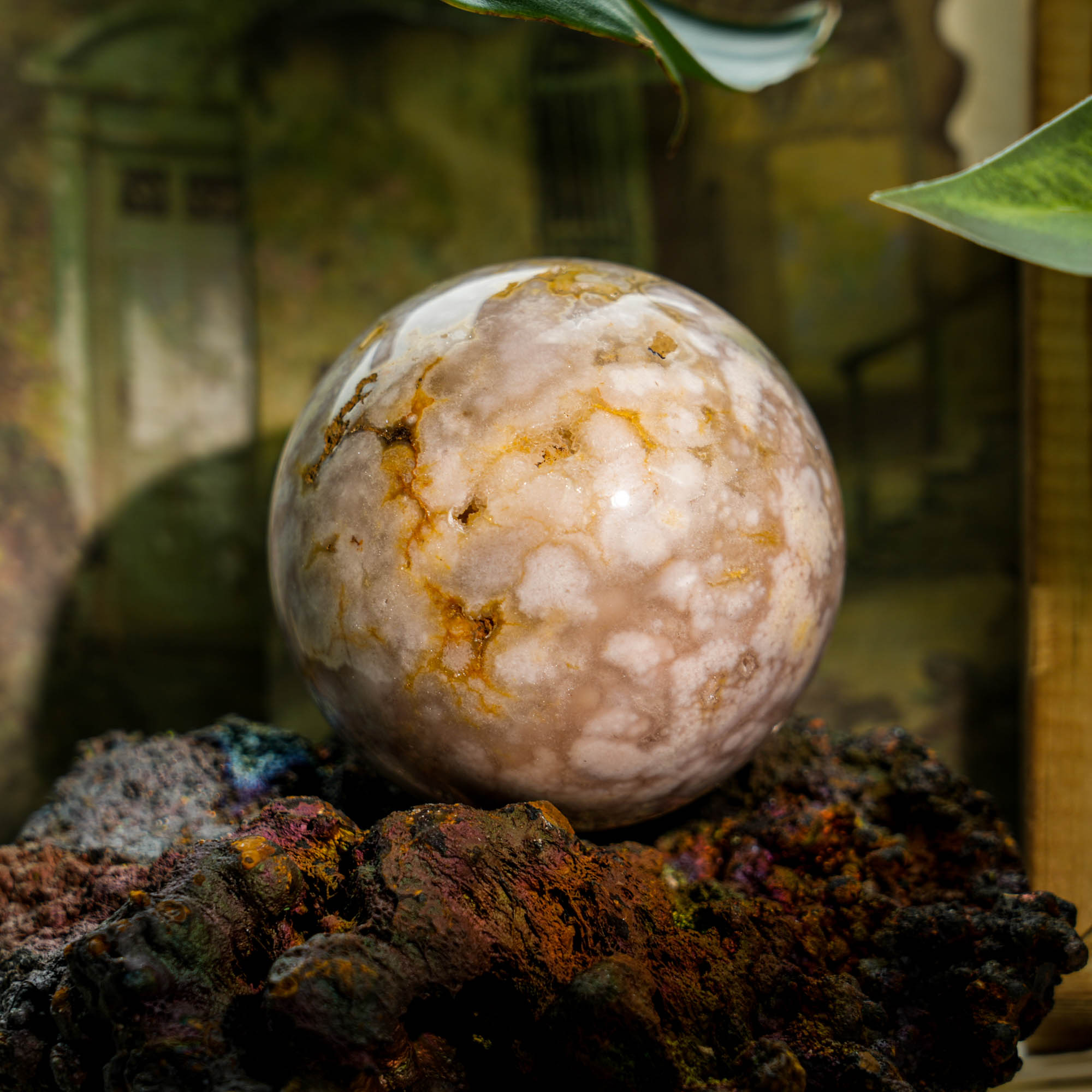 Flower Agate Sphere - helmsman - crystal